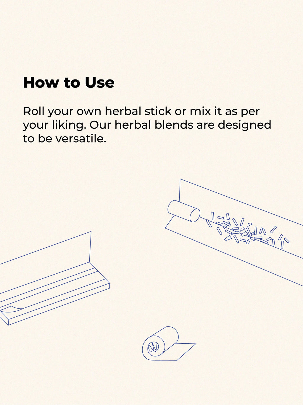 Instructions on how to use smoothmix herbal blends with illustrations of a rolling machine and rolled herb.