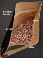 Open bag of Smoothmix 101 herbal rolling blend with flavor notes labeled