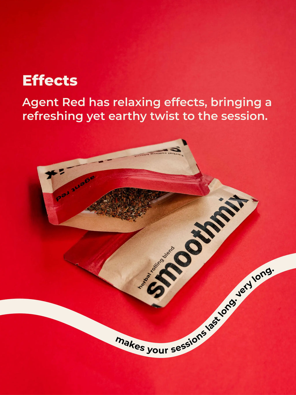 Smoothmix Agent Red herbal blend Product packaging with text on a red background