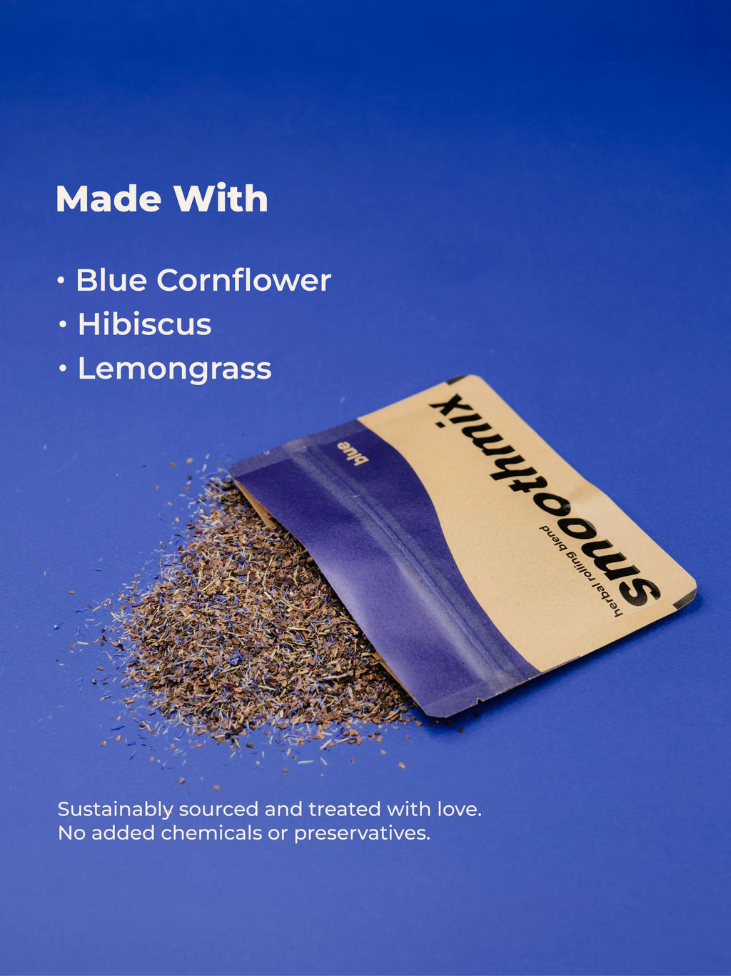 Smoothmix blue packaging with ingredients listed on a blue background