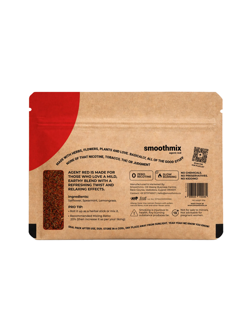 Brown packaging with red corner featuring 'smoothimix' brand on a white background