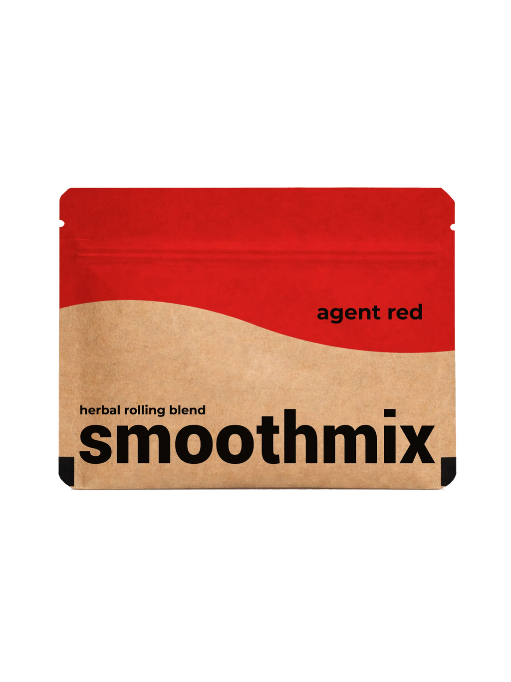 Red and brown package of smoothmix Agent Red herbal blend pouch on a white background