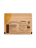 Brown packaging of smoothimix alt herbal smoking blend with text and a barcode on a white background