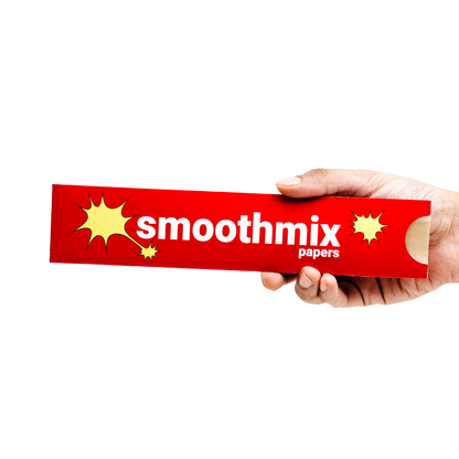 Smoothmix Papers jumbo edition
Smoothmix Papers jumbo pack held in hand, red packaging with comic burst design, product photo on white background
